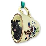 Scottish Terrier Green Holiday Tea Cup Dog Ornament