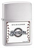 Zippo MLB Milwaukee Brewers Lighter (Silver, 5 1/2 x 3 1/2 cm)