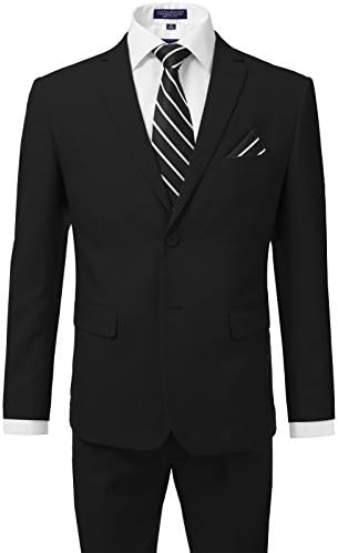 iDarbi Men's Slim Fit 2-Piece Two Button Suits Set BLACK 36S