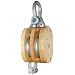 Campbell 3002K 8" Double Regular Wood Shell Block with K Screw Pin Anchor Shackle, 3800 lbs Load Capacity, 1" Rope, 4-3/4" Sheave