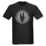 Vulcan Hand Greeting 1c Star trek Dark T-Shirt by CafePress