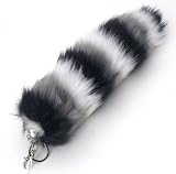 Grey/White/Black Stripes Foxtail 12" Keychain with Clip