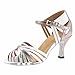 Msmushroom Woman's Fashion Pu Soft Dancing Shoes 4''heel,grey and Silver