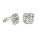 Sterling Silver Simulated Diamond CZ Filigree Cuff Links Cufflink