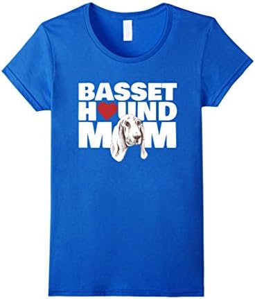 Women's Basset Hound Mom Cute T-Shirt Medium Royal Blue