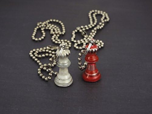 Alice Through the Looking Glass Red &amp; White Chess Queen Best Friend Necklaces