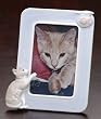 Handcrafted Valencia Porcelain Calico Cat 4"x6" Photo Frame