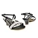 Girl’s Dressy Cross adjustable Strap Rhinestone High Heel Sandals Black , 3
