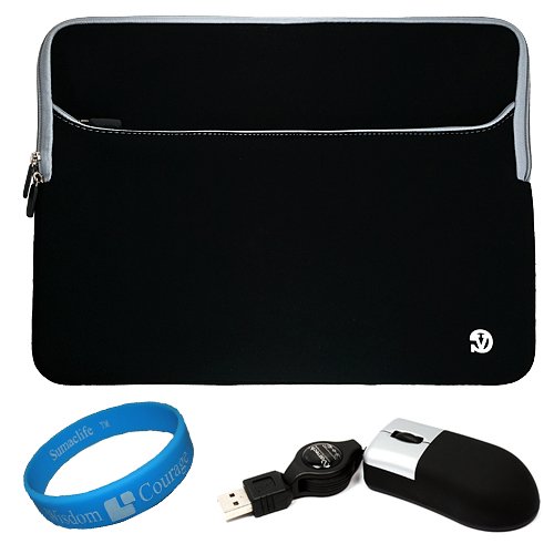 Dual Pocket Neoprene Sleeve Case for 13 inch Apple MacBook Pro MC700LL/A MC724LL/A MC516LL/A Laptop Computers (Black)