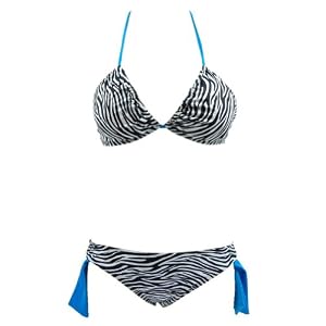Buy NSB603 Triangle Bikini Set Zebra Blue by Marina West