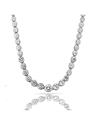 Valentines Day Gifts Bling Jewelry Bezel CZ Silver Bubble Tennis Necklace 16in