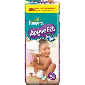 Pampers Active Fit Size 5+ (29-59 lbs/13-27 kg) Nappies - 2 x Packs of 48 (96 Nappies)