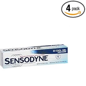 Sensodyne Toothpaste for Sensitive Teeth and Cavity Prevention, Maximum Strength, Cool Gel, 4-Ounce Tubes (Pack of 4)