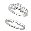 14K White Gold Diamond Wedding Set - 0.95 Ct.