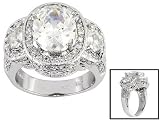 9.35CTW BELLA LUCE WHITE DIAMOND SIMULANT PLATINUM OVER STERLING SILVER RING