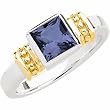 Sterling Silver and 14K Yellow Gold Iolite Ring