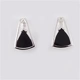Sterling Silver Black Onyx Earrings - Size: 16mm