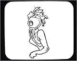 Mouse Pad with head, Hawaii, funny, black and white , humor, creature, Polynesia, cartoon, woman, arm