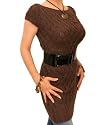 Blue Banana Brown Cable Knit Long Belted Jumper