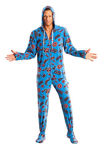Captain America Adult Footed Hooded Pajama Onesie