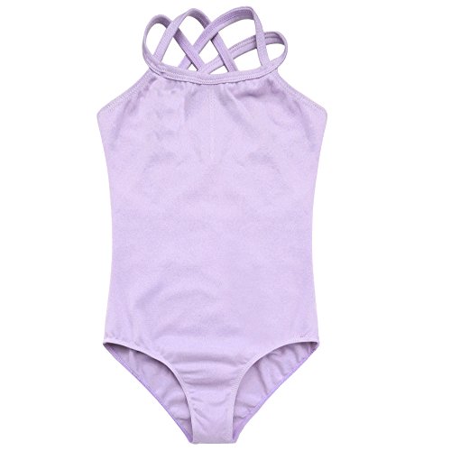 Arshiner Kids Girl's Double Strap Slim Solid Camisole Leotard (150(Age: 9-10Y), Purple)