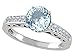 1.31 cttw 14k White Gold Genuine Aquamarine and Diamond Solitaire Engagement Ring - 14kt White Gold