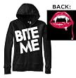 Bite Me Vampire Lips Zippered Hooded Sweatshirt
