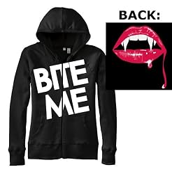 Bite Me Vampire Lips Zippered Hooded Sweatshirt