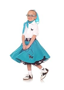 Hip Hop 50s Shop 7 Piece Child Poodle Skirt Outfit, Size 10 Teal