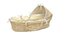 Badger Basket Natural Moses Basket with Hood, Beige Gingham Bedding