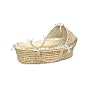 Badger Basket Natural Moses Basket with Hood, Beige Gingham Bedding