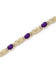 14K Yellow Gold Oval Amethyst Bracelet