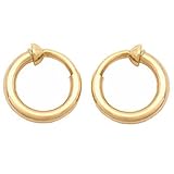 14K Yellow Gold Clip On Tube Hoop Earrings Jewelry 13mm