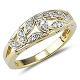 0.23ct Diamond Flower Anniversary Band Ring 14K Yellow Gold (0.23cttw, H Color, VS Clarity)