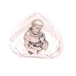Saint Francis Pewter table stand on transparent pressed Glass (7cm or 2.8 inches high).