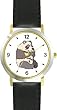 Cartoon Giant Panda or Panda Bear Animal - WATCHBUDDY&reg; DELUXE TWO-TONE THEME WATCH - Arabic Numbers - Black Leather Strap-Size-Large ( Men's Size or Jumbo Women's Size )