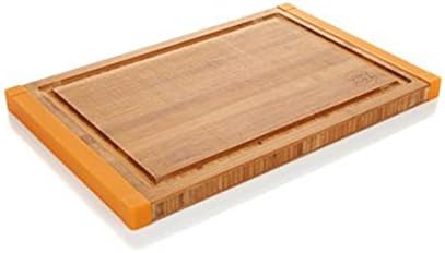 Simply Ming Bamboo Non-Skid Reversible Cutting Board, Knife Station ~ Tangerine Orange