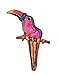 ID 0535 Toucan Perched Patch Exotic Bird Rainforest Embroidered Iron On Applique
