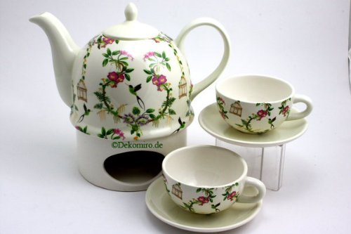 Teeservice 6-teilig - Teekanne,Teetasen und Stövchen - Hummingbird - Original Jameson & Tailor 4065
