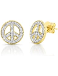 14k Yellow Gold 0.33 Ctw Peace Earrings