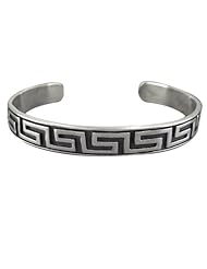 925 Silver Greek Key Cuff Bangle
