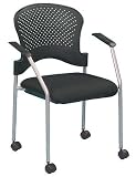 Breeze Guest Chair with Casters - Side Chair in Grey Powder Coat Steel Tubing, Poly Backrest, and Black Fabric Seat, sold by Andy Stern's Office Furniture, Inc. ***RAPID SHIPPING***