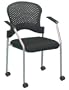 Breeze Guest Chair with Casters - Side Chair in Grey Powder Coat Steel Tubing, Poly Backrest, and Black Fabric Seat, sold by Andy Stern's Office Furniture, Inc. ***RAPID SHIPPING***