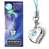 Trinity Heart WMP-1H Aquamarine Mobile Phone Case MP3 Player Charm with Original Swarovski Crystal