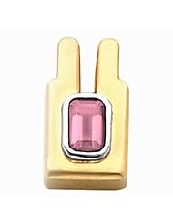 18K Two-Tone Gold Emerald Cut Pink Tourmaline Pendant -- LIFETIME WARRANTY