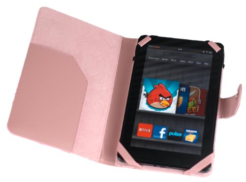uCase ™ Pink Color Flip Open Book Style Leather Cover Case for Amazon Kindle Fire 7 Inch Tablet