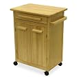 Winsome 82027 Beech Beechwood Kitchen Cart One Drawer Cabinet For Storage With One Shelf