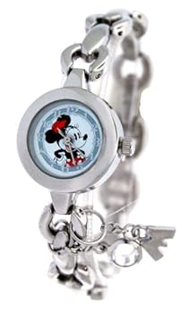 Disney Women's 41646 Minnie Mouse White Metal Strap with Charm Watch