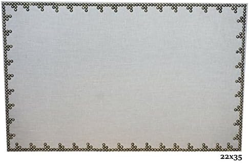 Linen Cork Board Pin Board with a Nail Head Design 22x35 by Pavona Interiors
