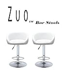 Zuo Synthetic Leather Adjustable Bar Stool - White (Set of 2)